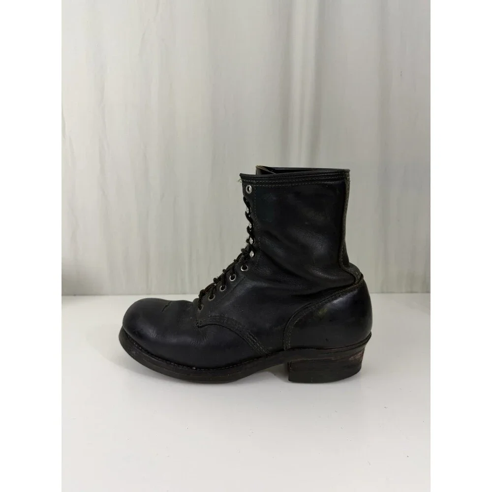 VTG Military Boots Jung Shoes Vietnam Style 9 in Tall Black 10 Eye Lace Up *Read